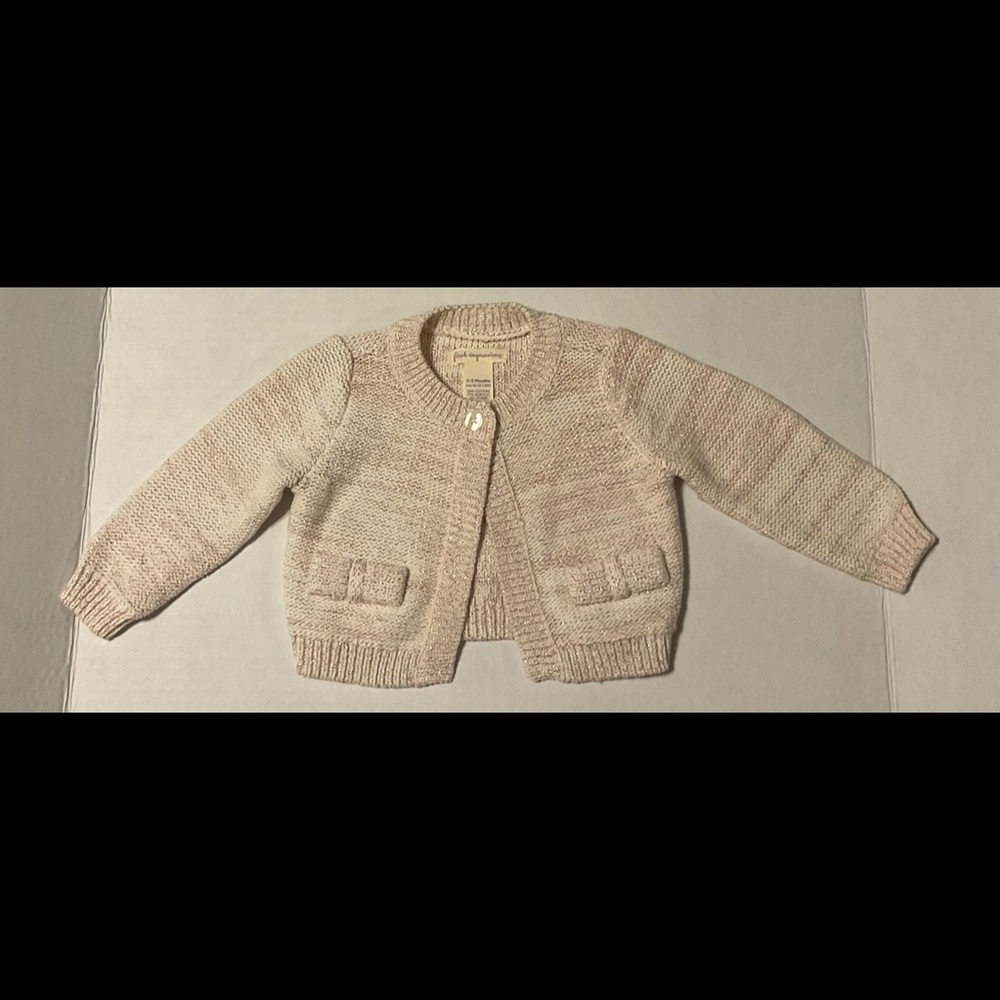 First Impressions Cream RoseGold Button Sweater Size 0-3 Month